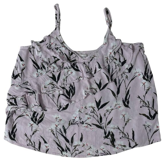 Aeropostale Camisole Top Size Small Floral Ruffles V-Neck Adjustable Straps - Picture 3 of 6